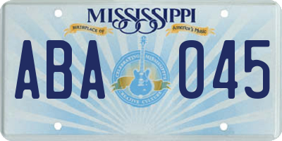 MS license plate ABA045