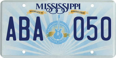 MS license plate ABA050