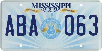 MS license plate ABA063
