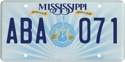 MS license plate ABA071