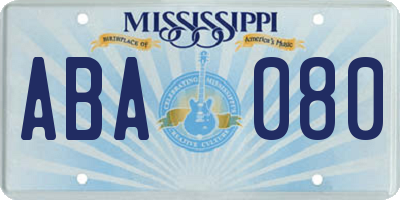 MS license plate ABA080