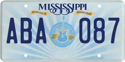 MS license plate ABA087