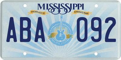 MS license plate ABA092