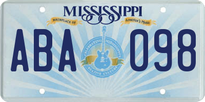 MS license plate ABA098