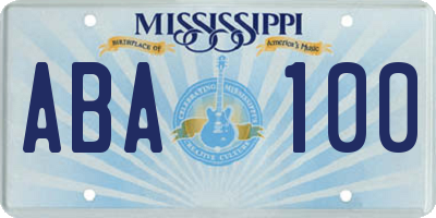 MS license plate ABA100