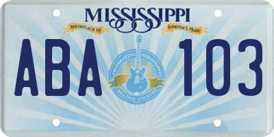 MS license plate ABA103