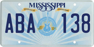 MS license plate ABA138