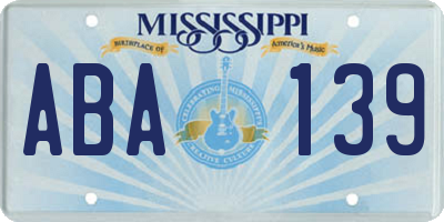 MS license plate ABA139