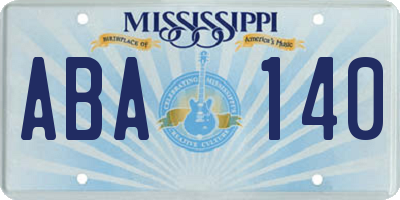 MS license plate ABA140