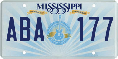 MS license plate ABA177