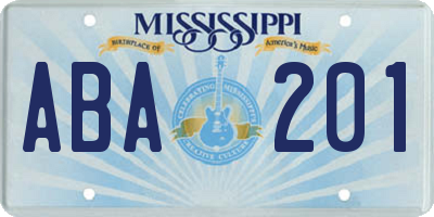 MS license plate ABA201