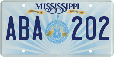 MS license plate ABA202