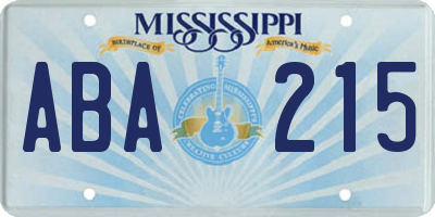 MS license plate ABA215