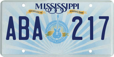 MS license plate ABA217
