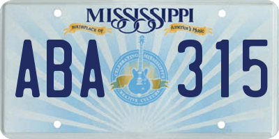 MS license plate ABA315
