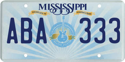 MS license plate ABA333