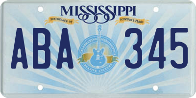 MS license plate ABA345