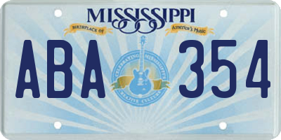 MS license plate ABA354