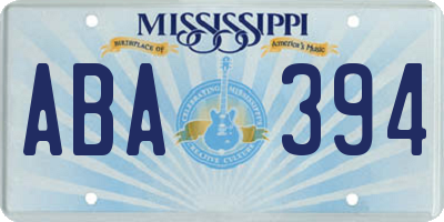MS license plate ABA394