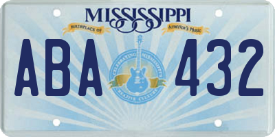 MS license plate ABA432