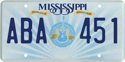 MS license plate ABA451