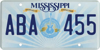 MS license plate ABA455