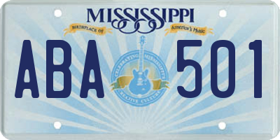 MS license plate ABA501