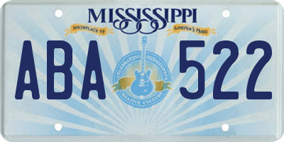 MS license plate ABA522