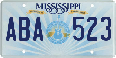 MS license plate ABA523