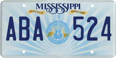 MS license plate ABA524