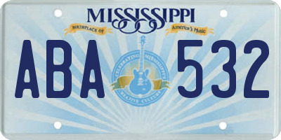 MS license plate ABA532