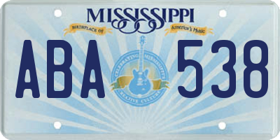 MS license plate ABA538