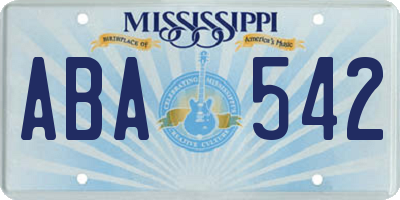 MS license plate ABA542