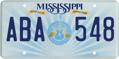 MS license plate ABA548
