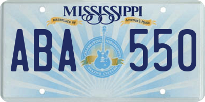 MS license plate ABA550