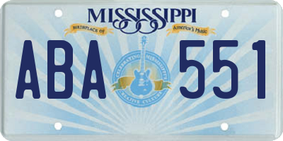 MS license plate ABA551