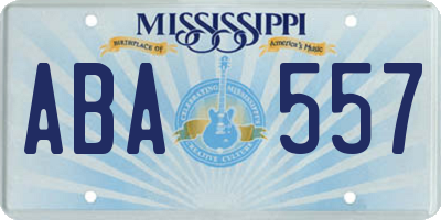 MS license plate ABA557