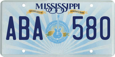 MS license plate ABA580