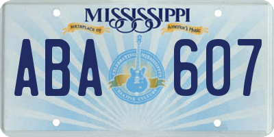 MS license plate ABA607