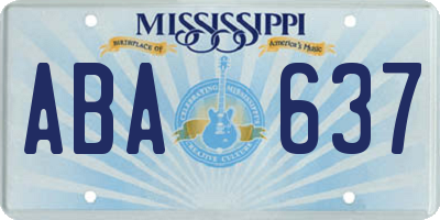 MS license plate ABA637