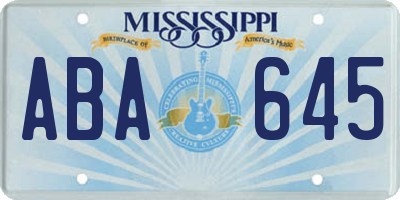 MS license plate ABA645