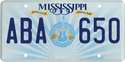 MS license plate ABA650