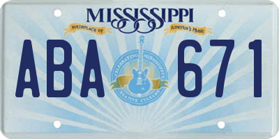 MS license plate ABA671