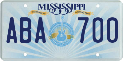 MS license plate ABA700