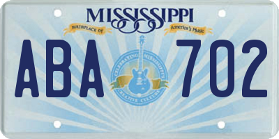 MS license plate ABA702