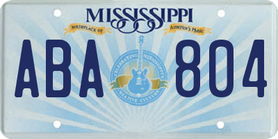 MS license plate ABA804
