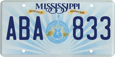 MS license plate ABA833