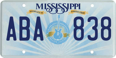 MS license plate ABA838