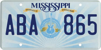 MS license plate ABA865