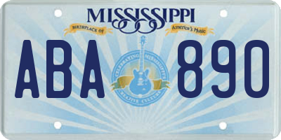 MS license plate ABA890